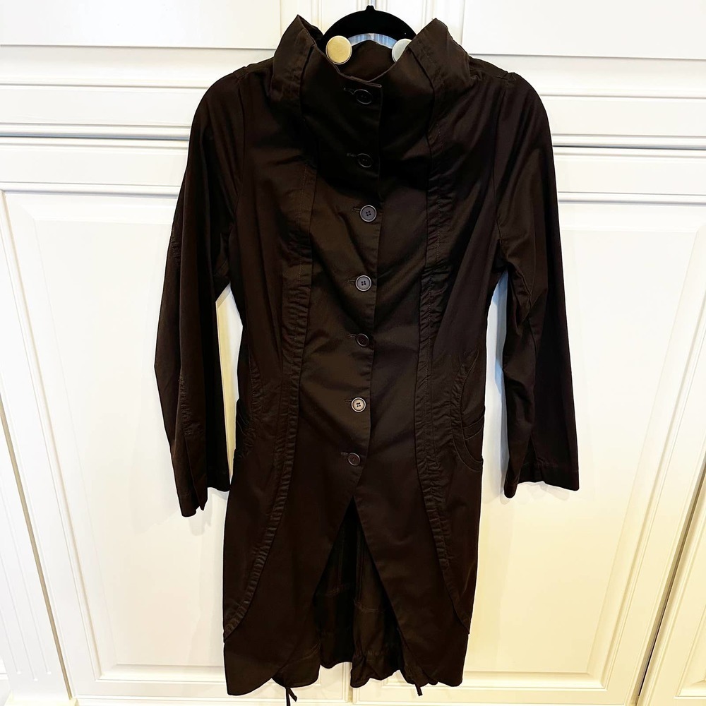 Rundholz Black Label Women’s Designer Brown Cotton Lagenlook Long‎ Trench Coat